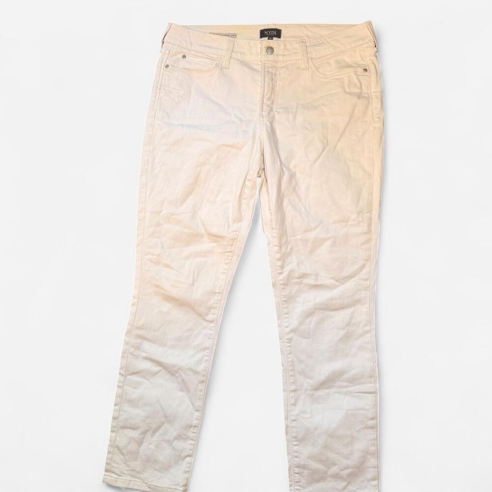 NYDJ Alina Convertible Ankle Jeans Women’s Size 12 White Lift Tuck Stretch Denim
